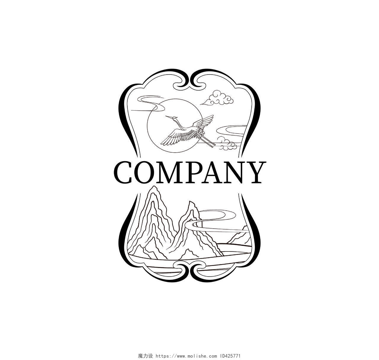 黑色简约线条公司标志logo商标